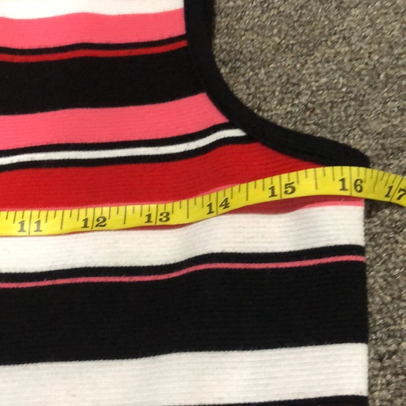 Michael Kors peplum sleeveless top red pink black stripe zip back Small - Picture 9 of 10